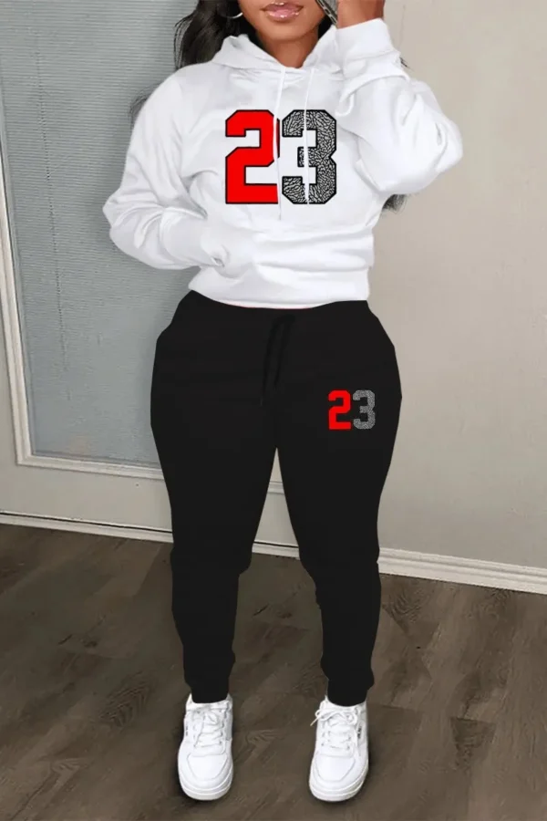 Casual Basic Hooded Collar Two Pieces Tracksuits Set