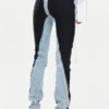 Baby Blue Casual Contrast High Waist Skinny Denim Jeans