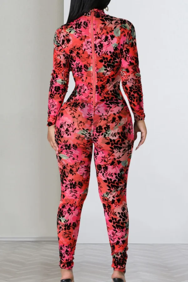 Sexy Zipper O Neck Skinny Jumpsuits