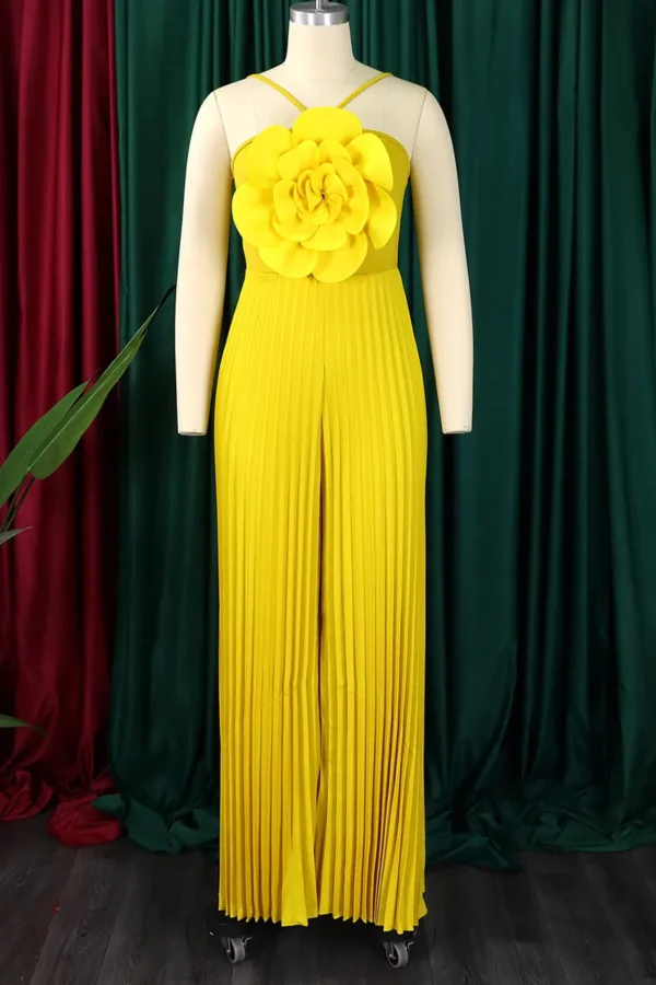 Casual Flower Shape Spaghetti Strap Loose Jumpsuits