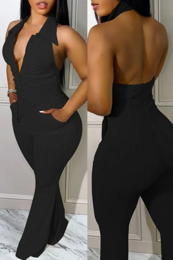 Sexy Casual Backless Halter Skinny Jumpsuits