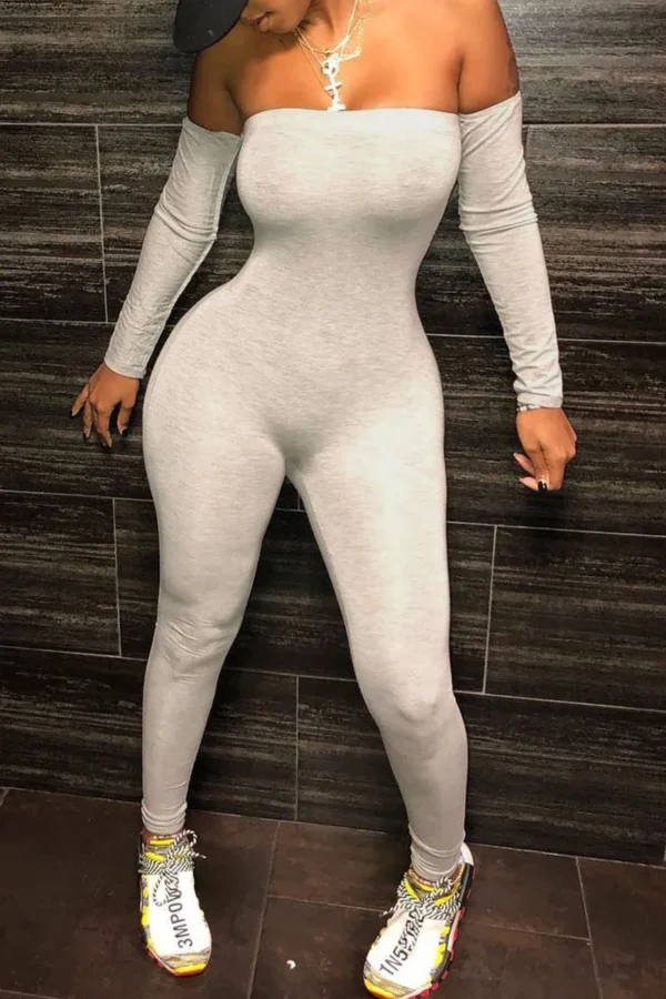 Sexy Strapless Regular Jumpsuits