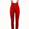 Street Ruched Zipper Spaghetti Strap Skinny Jumpsuits