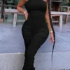 Fashion street Draped Sleeveless O Neck Jumpsuits