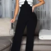 Casual Backless Zipper Asymmetrical Collar Regular Jumpsuit