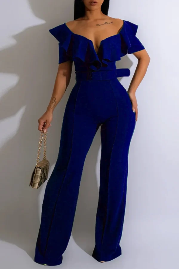 Casual Off the Shoulder Boot Cut Jumpsuits