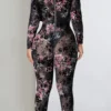 Sexy Zipper O Neck Skinny Jumpsuits