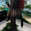 Black Sexy Hollowed Out O Neck Skinny Jumpsuits