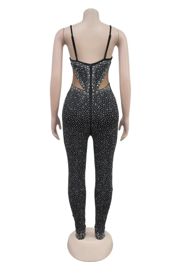 Sexy Hot Drilling Backless Spaghetti Strap Skinny Jumpsuits