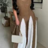 Casual Backless Contrast Spaghetti Strap Regular Jumpsuits