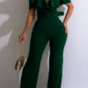 Casual Off the Shoulder Boot Cut Jumpsuits