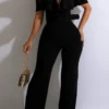 Casual Off the Shoulder Boot Cut Jumpsuits