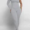 Casual Backless Oblique Collar Skinny Jumpsuit