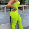 Fashion street Draped Sleeveless O Neck Jumpsuits