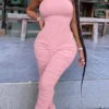 Fashion street Draped Sleeveless O Neck Jumpsuits