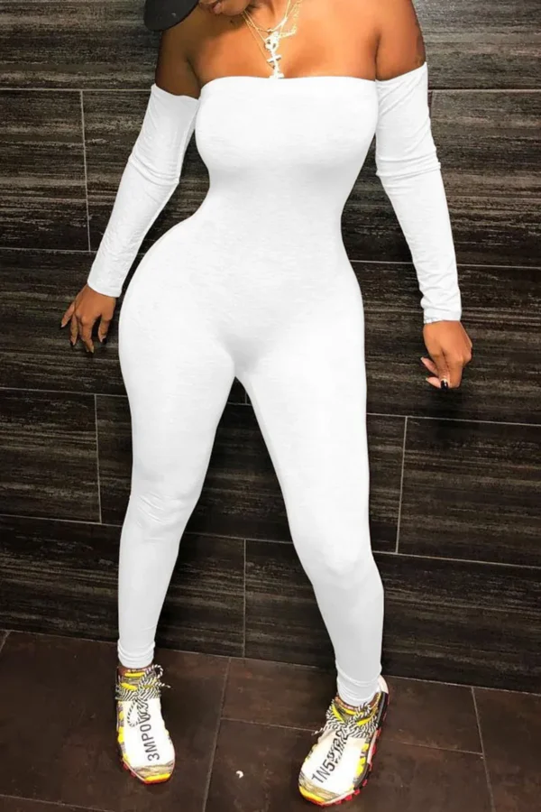 Sexy Strapless Regular Jumpsuits