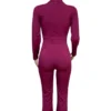 fuchsia British Style O Neck Skinny Jumpsuits