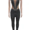 Sexy Hot Drilling Backless Spaghetti Strap Skinny Jumpsuits