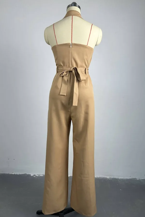 Sweet Buttons V Neck Regular Jumpsuits