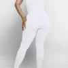 Casual Backless Oblique Collar Skinny Jumpsuit