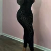 Black Casual Backless O Neck Skinny Jumpsuit