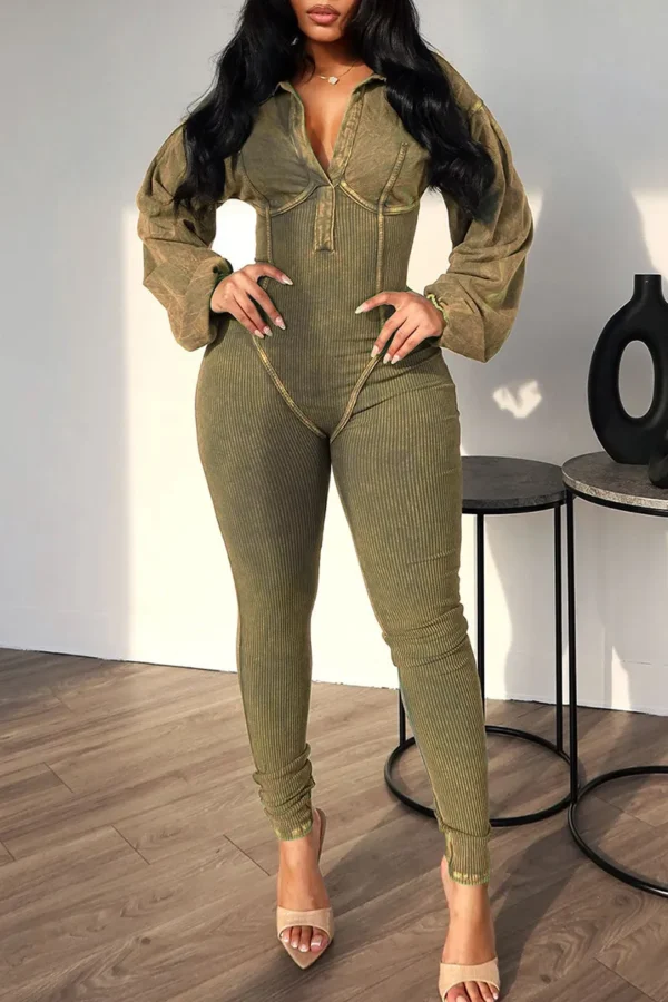 Casual Backless Hot Drill Oblique Collar Regular Jumpsuits