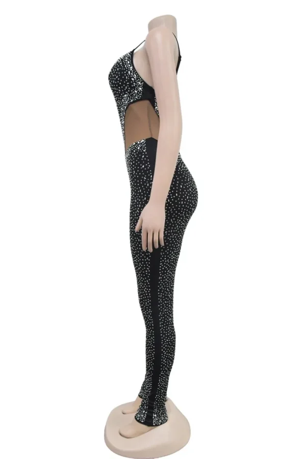Sexy Hot Drilling Backless Spaghetti Strap Skinny Jumpsuits