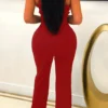 Casual Backless Zipper Asymmetrical Collar Regular Jumpsuit