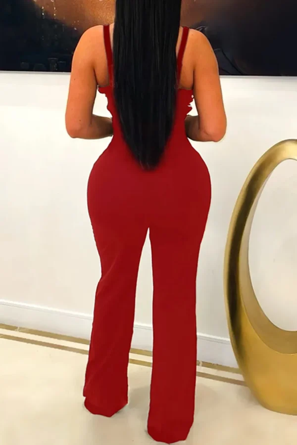 Casual Backless Zipper Asymmetrical Collar Regular Jumpsuit