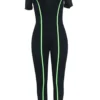 Fashion Casual Sportswear Zipper Collar Skinny Jumpsuits