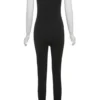 Black Casual Backless Spaghetti Strap Skinny Jumpsuit