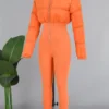 Casual Zipper Collar Skinny Jumpsuits