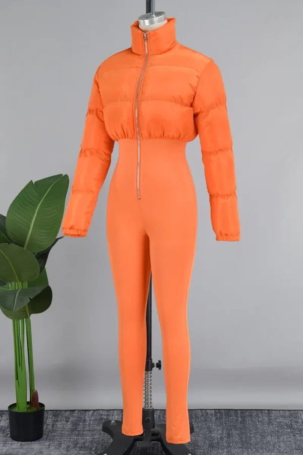 Casual Zipper Collar Skinny Jumpsuits