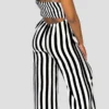 Casual Bow Decor Stripe Backless Loose Vacation Wide Leg Jumpsuits