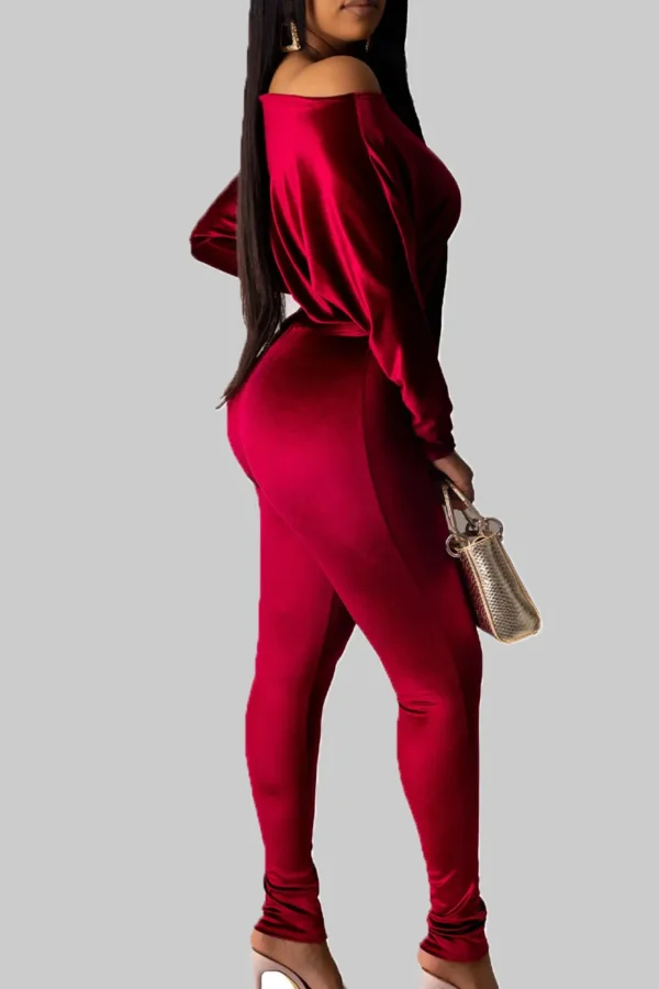Sweet Oblique Collar Loose Jumpsuits