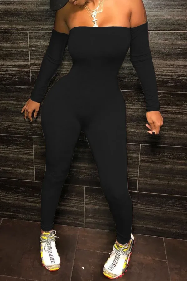 Sexy Strapless Regular Jumpsuits