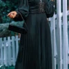 Deep V Neck Lantern Sleeve Ruched Formal Party Loose Wide Leg Jumpsuit