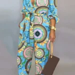 Casual Buckle Strap Design Turndown Collar Long Sleeve Vacation Jumpsuits