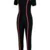 Fashion Casual Sportswear Zipper Collar Skinny Jumpsuits