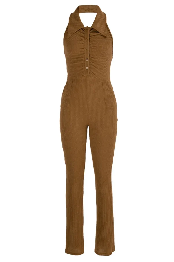 Sexy Casual Backless Halter Skinny Jumpsuits