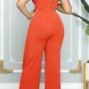 Casual Backless Oblique Collar Regular Jumpsuits