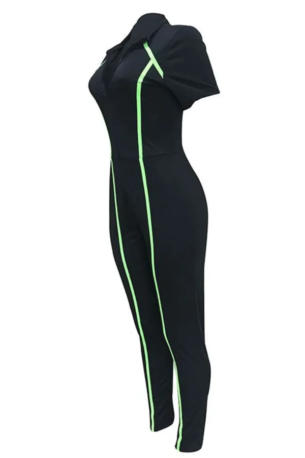 Fashion Casual Sportswear Zipper Collar Skinny Jumpsuits