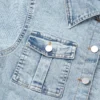 Blue Sweet Pocket Frenulum Buckle Turndown Collar Regular Jumpsuits