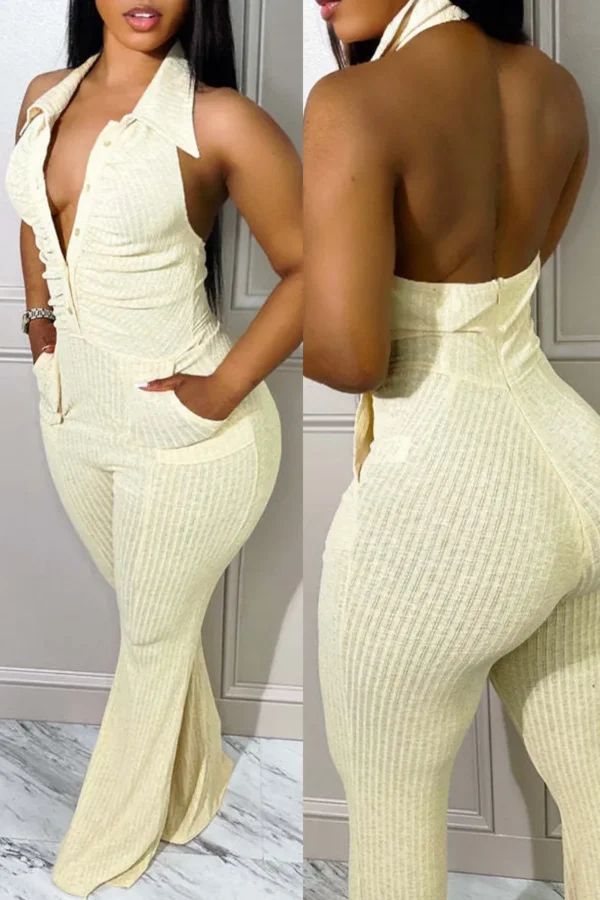 Sexy Casual Backless Halter Skinny Jumpsuits