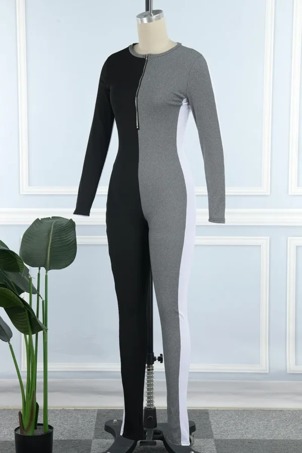 Black Casual Basic O Neck Skinny Jumpsuits