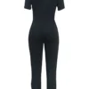 Fashion Casual Sportswear Zipper Collar Skinny Jumpsuits