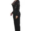Casual Lace See-through With Belt Zipper V Neck Regular Jumpsuits