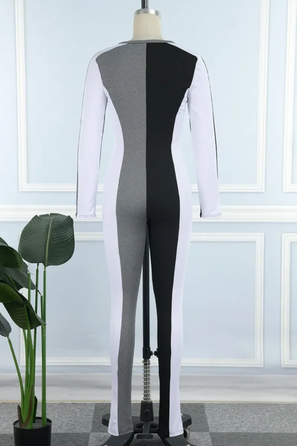 Black Casual Basic O Neck Skinny Jumpsuits