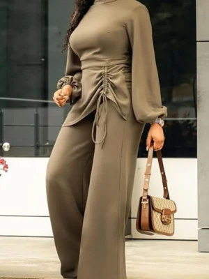 Army Green Fashion Casual O Neck Jumpsuits