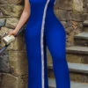 Sexy Sequins One Shoulder Skinny Jumpsuits